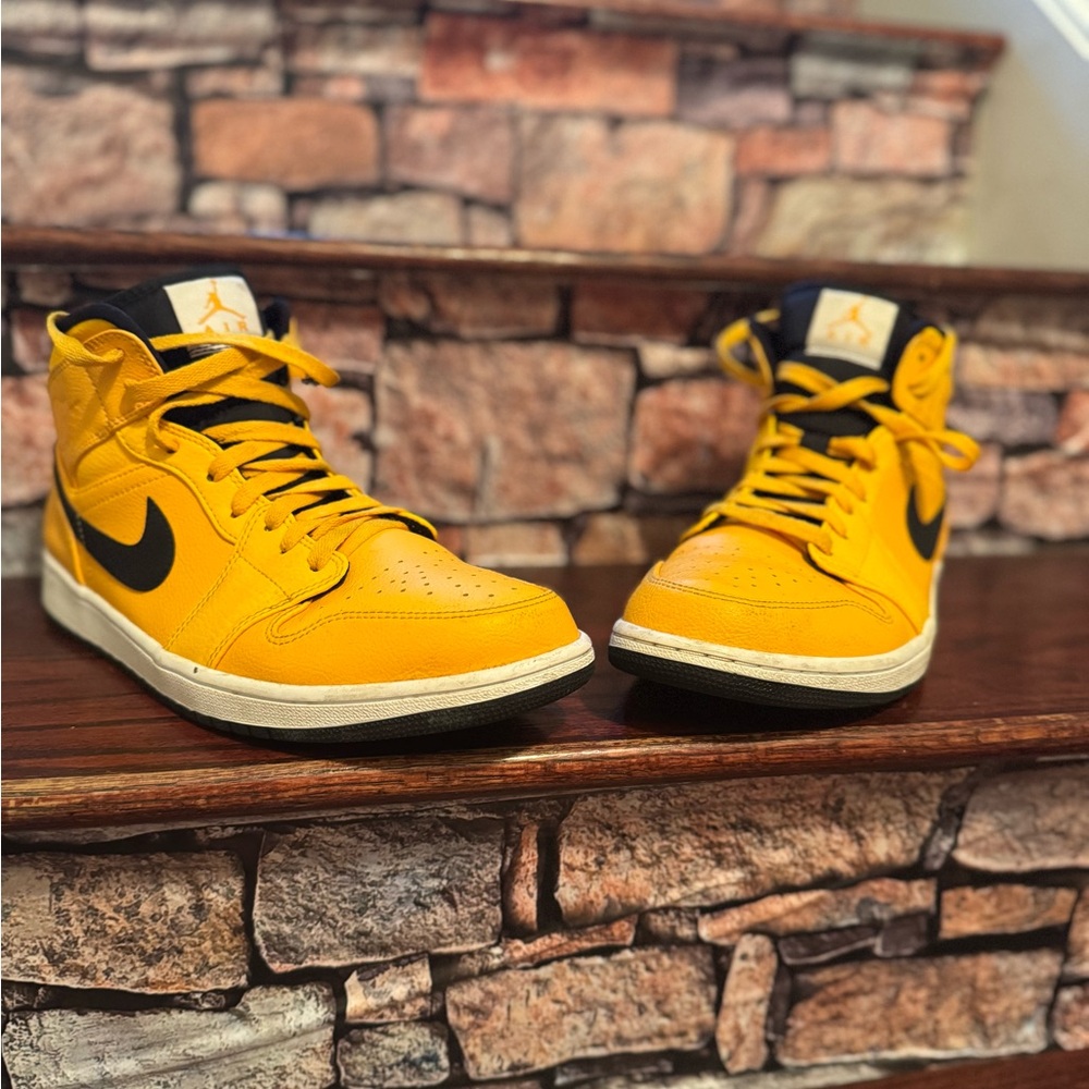 Yellow High-Top Sneakers with Black Accents